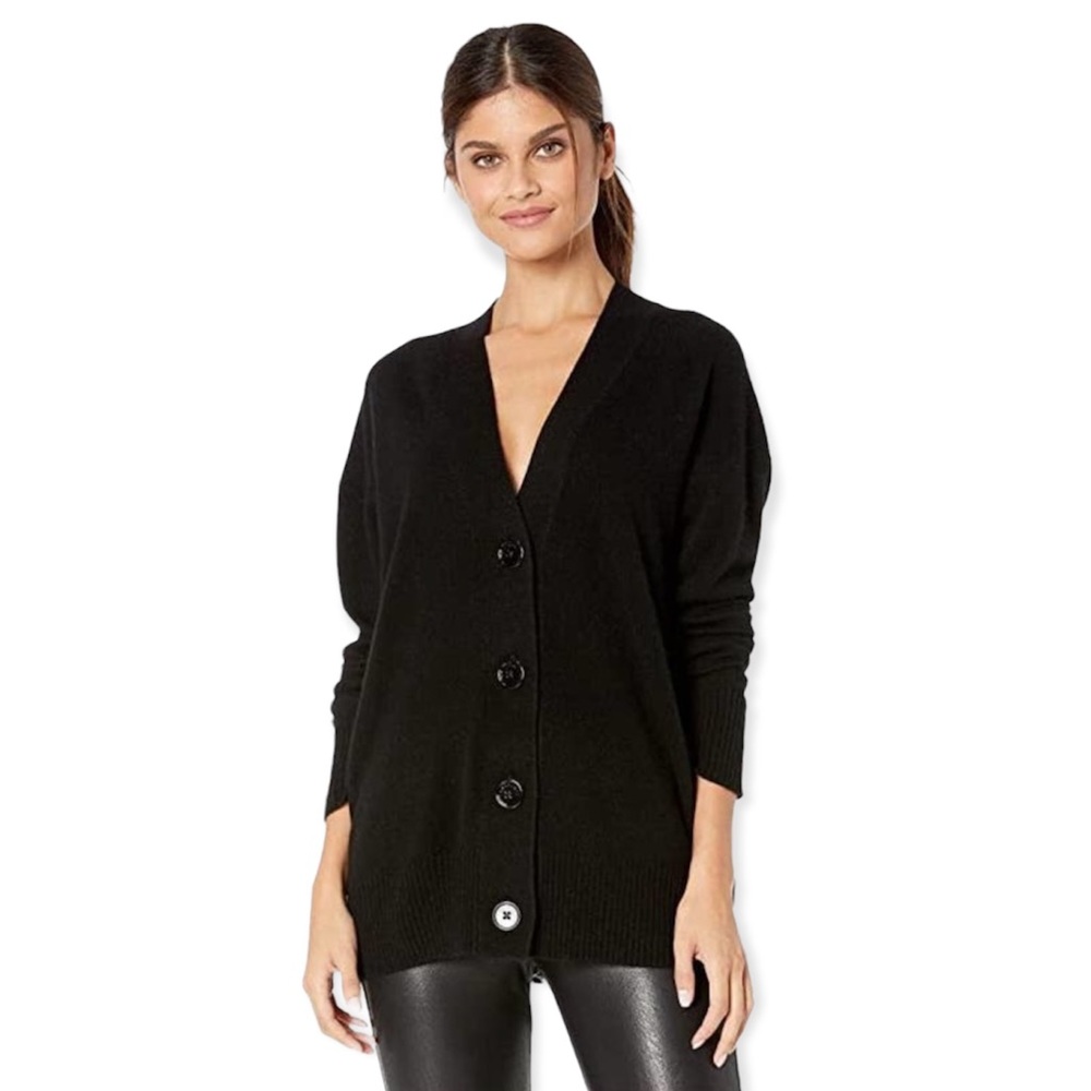EQUIPMENT 100% Cashmere Button-front Elder Cardigan In Black XS